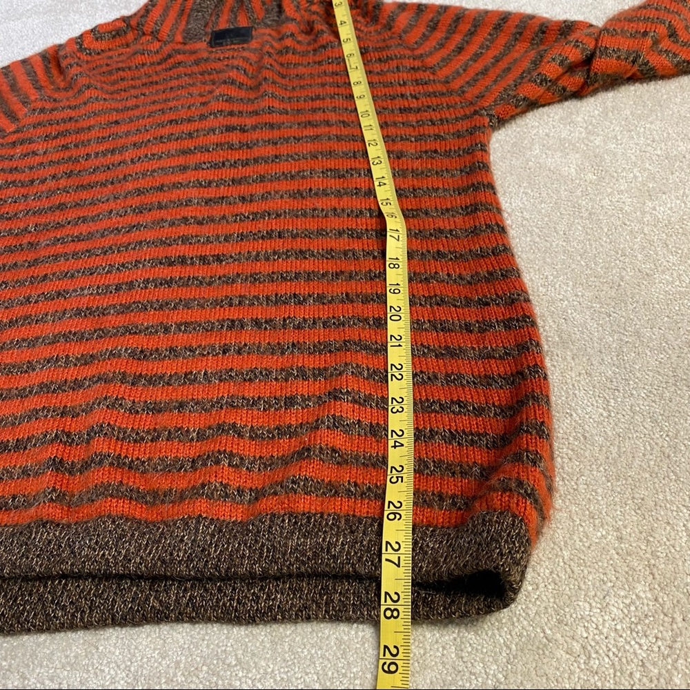 100% Alpaca pull on  stripe knit sweater with hood - Picture 5 of 7